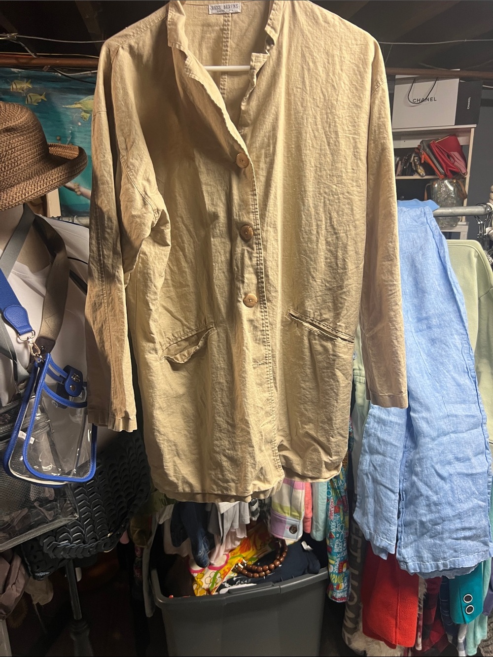 Relaxed Tan Button-Front Jacket by No Brand Listed